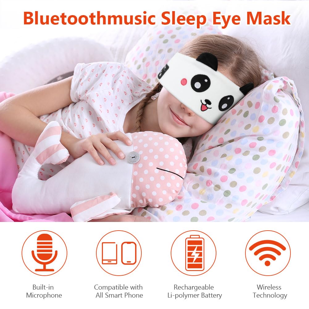 OFFCUP Cuffie per Dormire, Cuffie per Bambini, Senza Fili per Il Sonno, Musica per Gli Occhi per Dormire/Sport/Relax/viaggi/insonnia, Regali di Natale per Ragazzi e Ragazze (Panda)