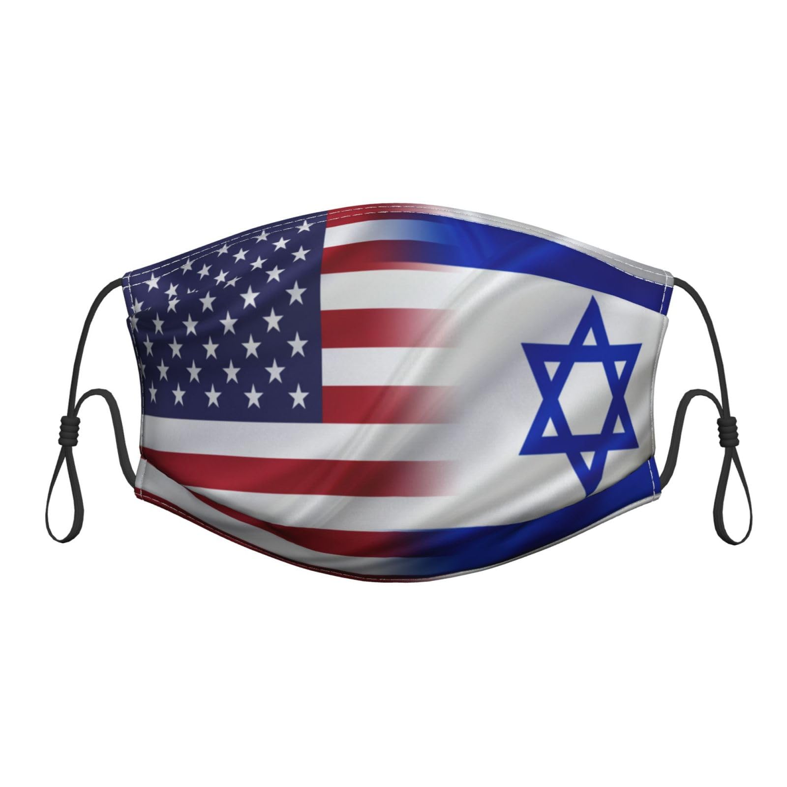 Israel Flag and United States Flag I Stand with Israel Face Mask Adult Dust Washable Reusable with Filters Black