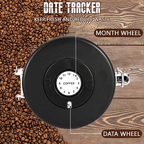 Foto von Royouzi Kaffeedosen, Kaffeedose Luftdicht, 1.8L/1800ML Kaffeebehälter Edelstahl, Kaffeebohnen Behälter mit Schaufel, Vakuum Kaffee Kaffeebohnen Aufbewahrung Vorratsdose - Schwarz