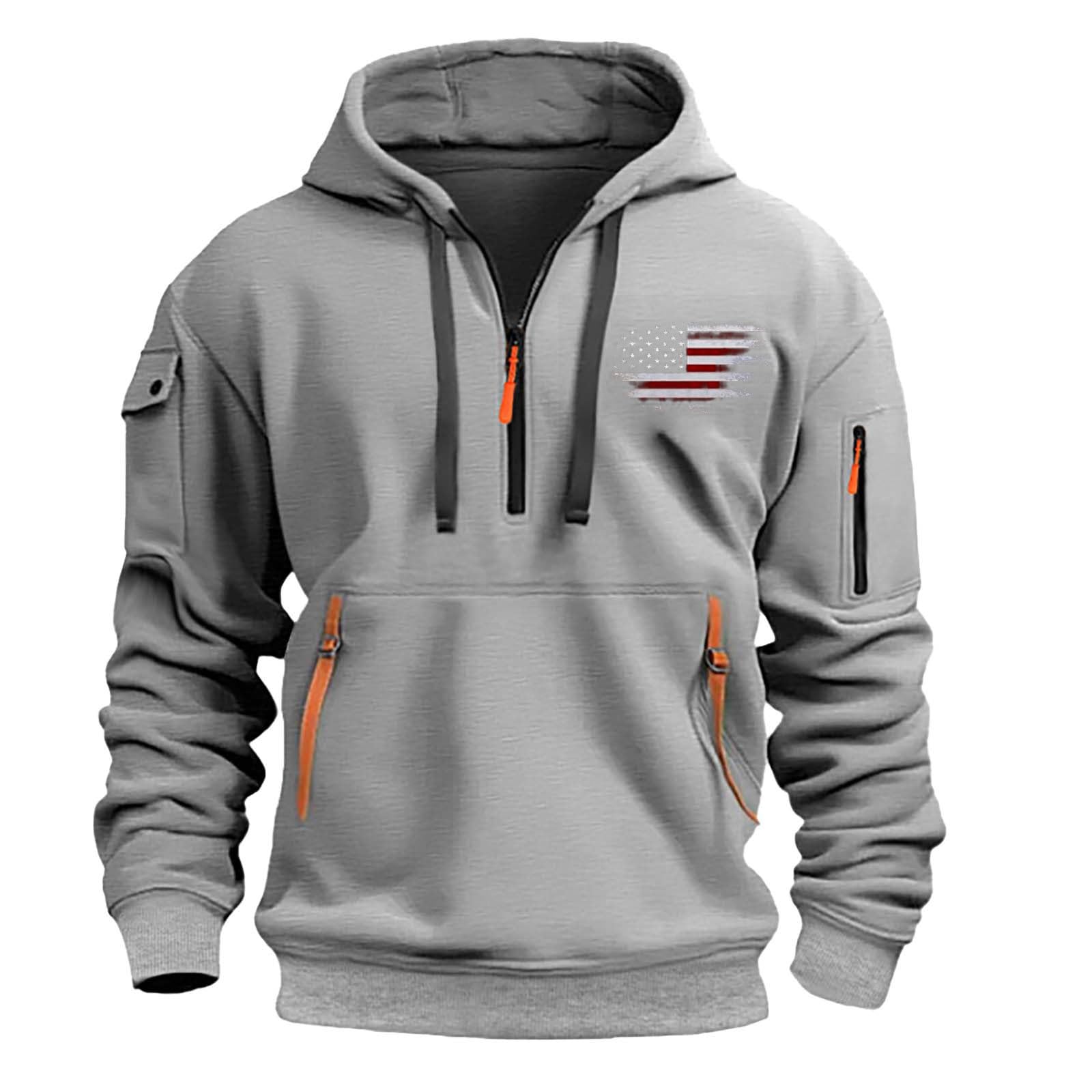 Men's Hoodies Quarter Zip Pullover Vintage Workout Running Active Hoodies with Pockets Mi…