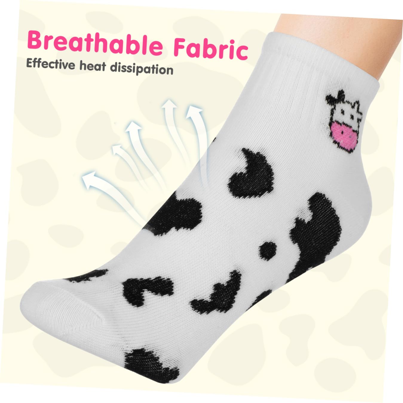 Garneck Calcetines de Vaca de Algodón 5 Pares Negros y Blancos, Corte | Fiesta Verano, Calcetines Cortos para Mujer, Calcetines Novedosos para Mujer, Calcetknes Edtampado Vaca
