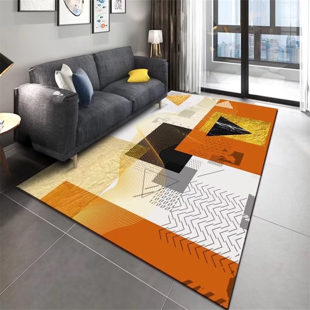 Tapis Arc en Ciel orange 80x150CM - Carpette de chambre enfant et ado geometrique