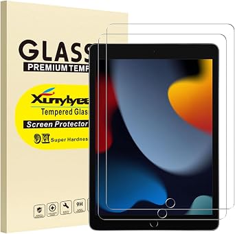 2 Pack Screen Protector for iPad 9th/ 8th/ 7th Generation | iPad 10.2 inch 2021/ 2020/ 2019 Released Tempered Glass Film Easy Installation Bubble Free