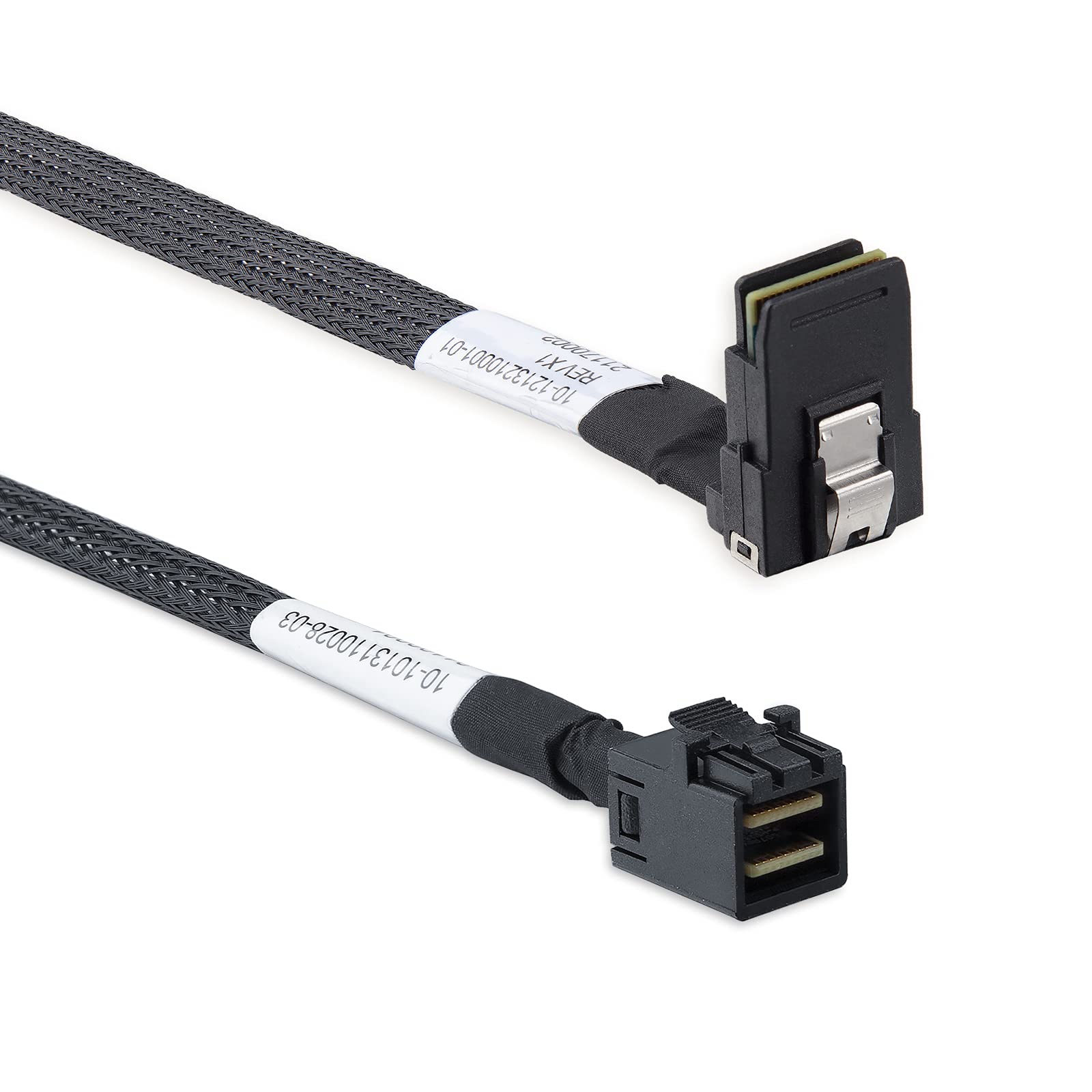 #10Gtek# 12G Internal Mini SAS HD SFF-8643 to Mini SAS SFF-8087 Cable, Straight to Right Angle, 100-Ohms, 0.5-m(1.6ft)ââ‚¬¦