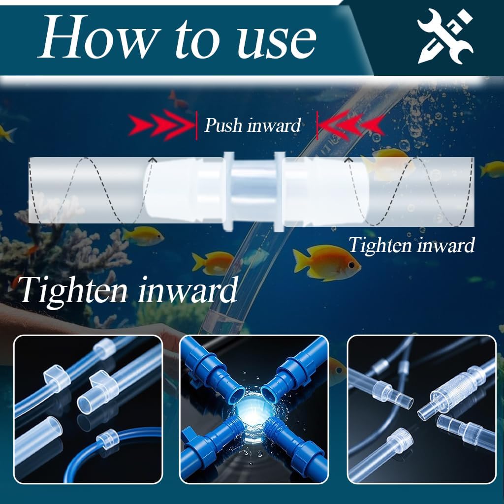 58 Pcs Hose Barb Fittings Assortment,16 sizes of equal and unequal barbed hose fittings, pipe connectors, joint splicers, and menders for liquid, water, gas, and air