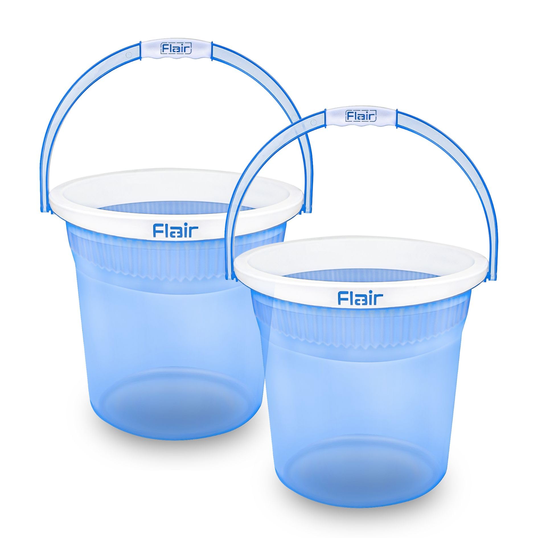 FLAIR Estella Crystal 14 LTR T.Blue Set of 2 I Plastic Bathroom Bucket | Strong and Durable Water Storage Bucket | Sturdy and Easy Grip Handle | Ideal for Bathing and Everyday Use