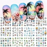 Coconut Trees Nail Art Stickers Summer Beach Nail Decals Stickers for Nail Art Plam Tree Tropical St