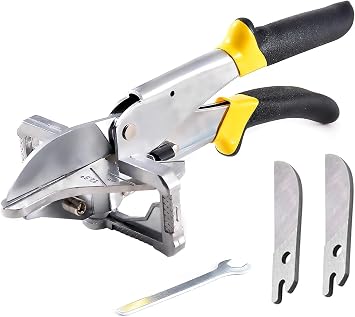 22.5-45 Angle Miter Shear Cutter, Multi-Function Trunking Scissors, Quarter Round Cutting Tool for PVC, PE Pipe, Branch, Wire, DIY Woodworking Toys - with 2 Spare Blade and 1 Small Wrench
