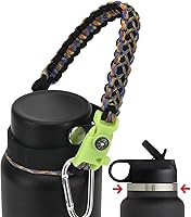 Vista 8 de Asa de cuerda de paracaídas para botellas Hydroflask 2.0 de boca ancha y estándar, con nuevo soporte de anillo de seguridad, 12oz - 64oz