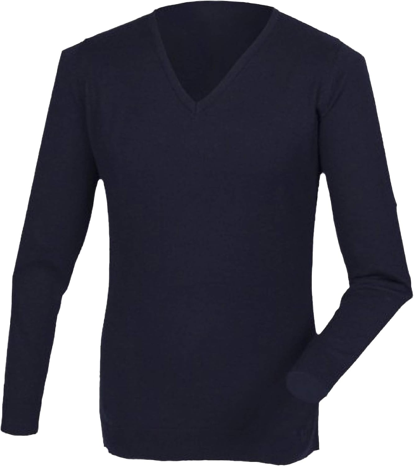 Henbury Mens Cashmere Touch Acrylic V-Neck Jumper/Knitwear (XL) (Navy)