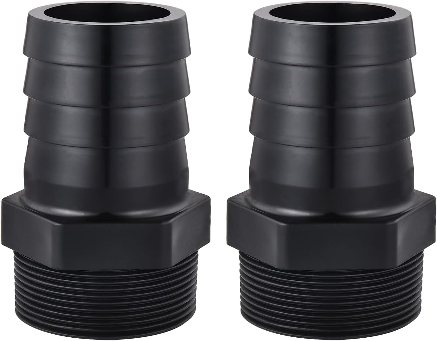 Pool PVC Fitting Tube Fitting Adapter, 2" Barbed Hose x NPT Male for Air, Water, Fuel, Irrigation System, pool pump(Black,2 Pcs)