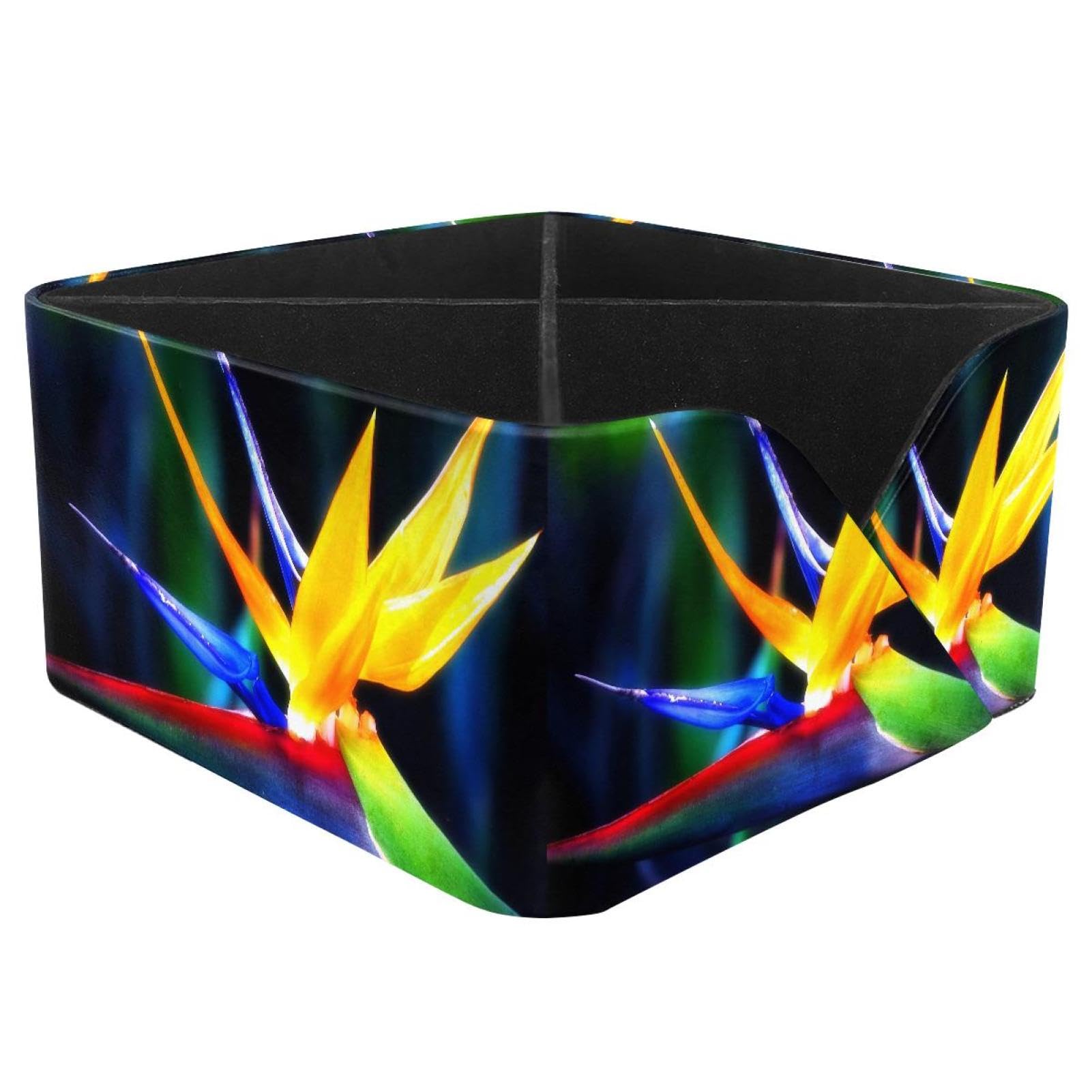 KengjuTesu Paradise Flwoer Desktop Organizer Pen Holder, Rectangular Pencil Cup for Office, Study and Makeup Stations