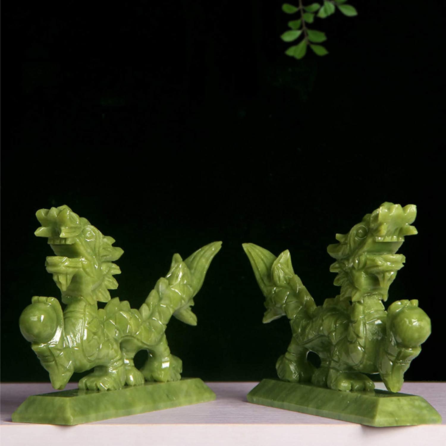 Drachenstatuen, Heimdekoration aus natürlicher Jade, Drachenfiguren, Skulpturen, Sammlerstücke für Glück und Erfolg，Onecolor-28cm