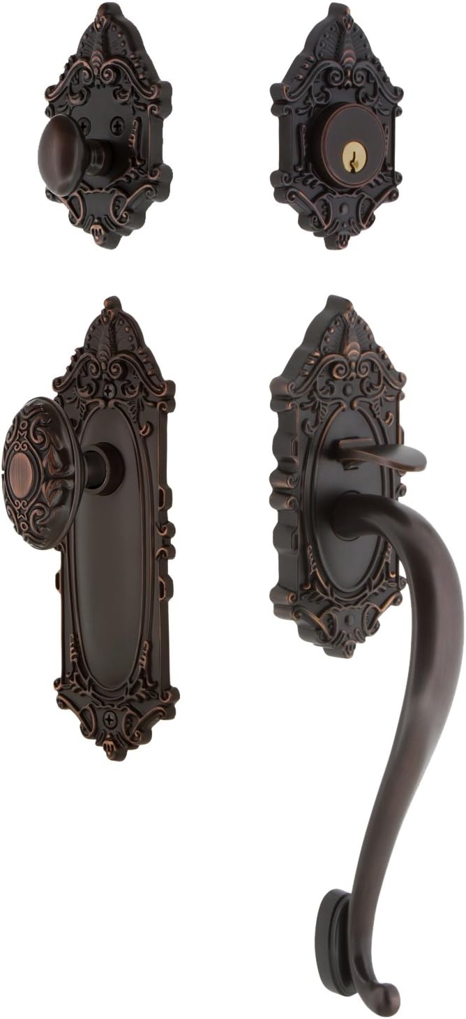 Nostalgic Warehouse Victorian S Grip Front Door Handle and Deadbolt Set