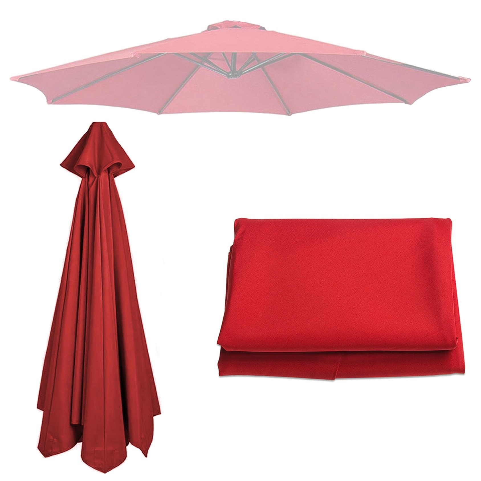 Patio Umbrella Replacement Canopy || 200cm-6 Arms 2.7m-6 Arms 2.7m-8 Arms 300cm-6 Arms 300cm-8 Arms || Parasol Replacement Cloth Canopy Cover For Backyard Pool Umbrella Cantilever Parasol(Color:Red,Si — image 1