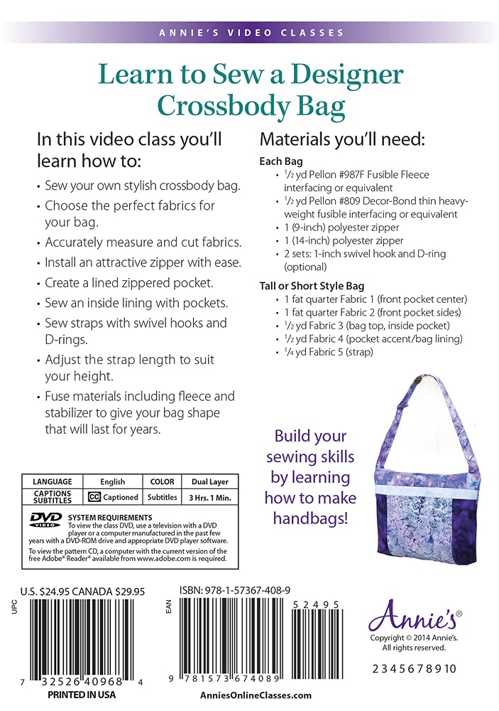 Learn to Sew a Designer Crossbody Bag: With Instructor Nancy Green