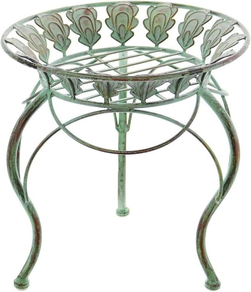Westcharm Set of 2 Metal Plant Stands for Indoor Outdoor Outside Garden Balcony Patio Living Room Office 13" Round Curved Legs