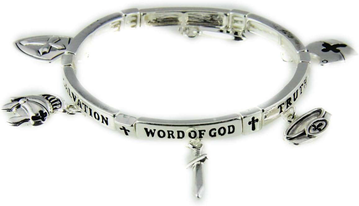 4031441 Armor of God Charm Bracelet Stretch Christian Scripture Word of God