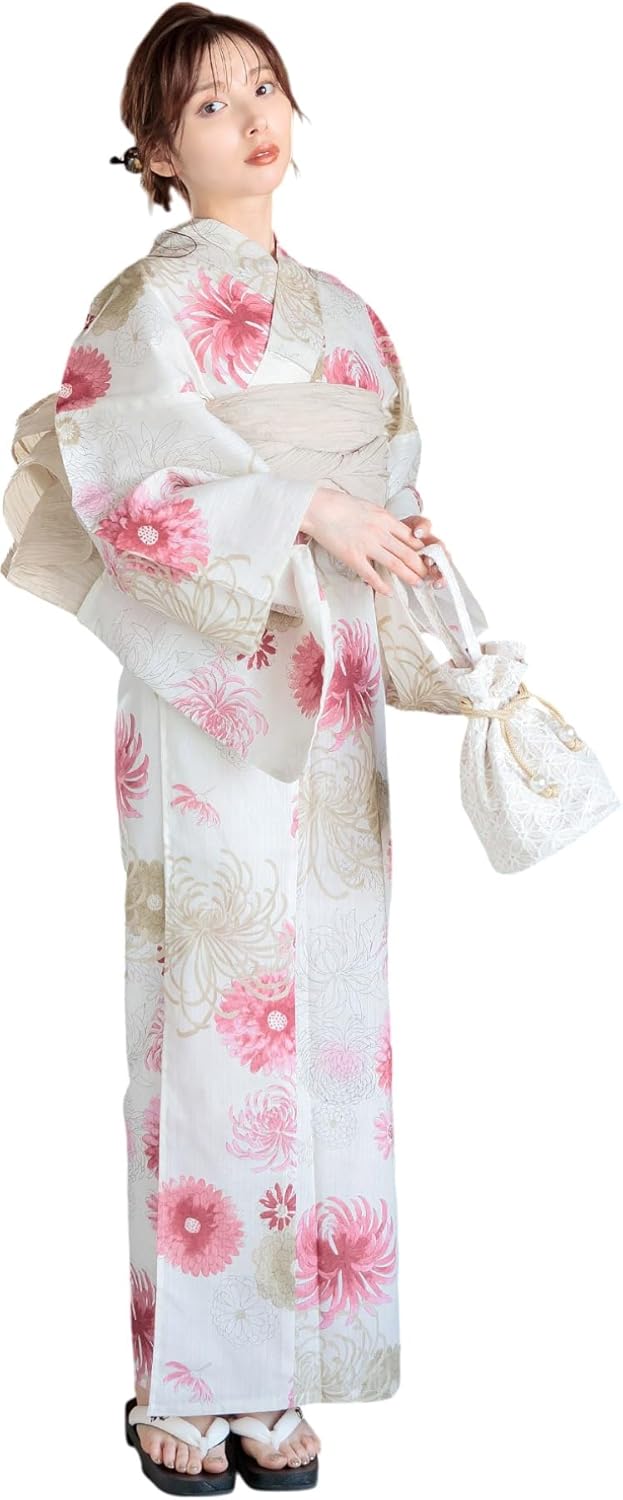 撫松庵 あやめ縞 オフ白 セオアルファ 菖蒲 単衣 夏着物 浴衣 仕立て