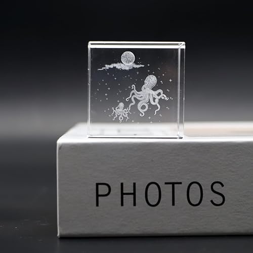 Miniatura 6 de Cubo de cristal 3D Océano de cristal decoración de pulpo de mar animales marinos mesa pisapapeles Fengshui adornos cristal hogar figuras regalos
