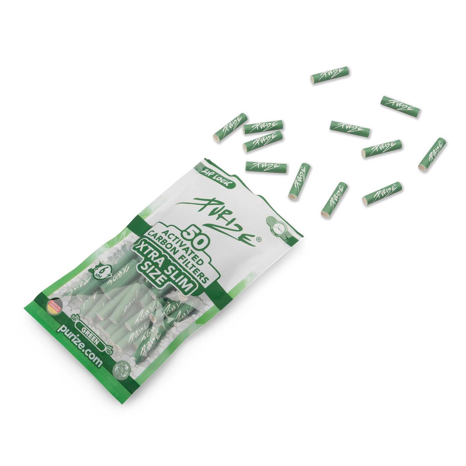 Purize® Xtra-Slim Size Activated Carbon Filter, Ceramic, Green, 50er Xtra Slim