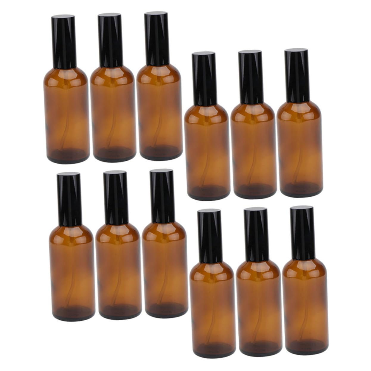 FRCOLOR Set 12 Pezzi Flaconi Spray da Viaggio in Vetro Ambrato 30ml, Design a Perdita Zero e Resistente per Olio Essenziale, per Viaggi e Uso Quotidiano