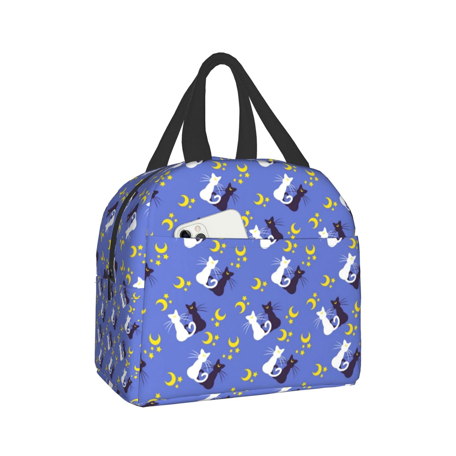 Insulated Lunch Bag 10L, Leakproof Reusable Lunch Box for Men Women, Lightweight Polyester Thermal Cooler Tote for Work Office Picnic Camping Sailor Moon Moon Kitties