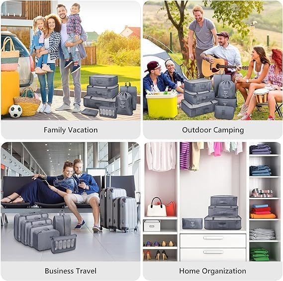 Image of Packing Cubes for Travel, 7-Piece Luggage Organizer Set with Shoe Bag & Laundry Pouch, Lightweight Compression Travel Organizers for Suitcases, Carry-On & Backpacks (SMOKE)