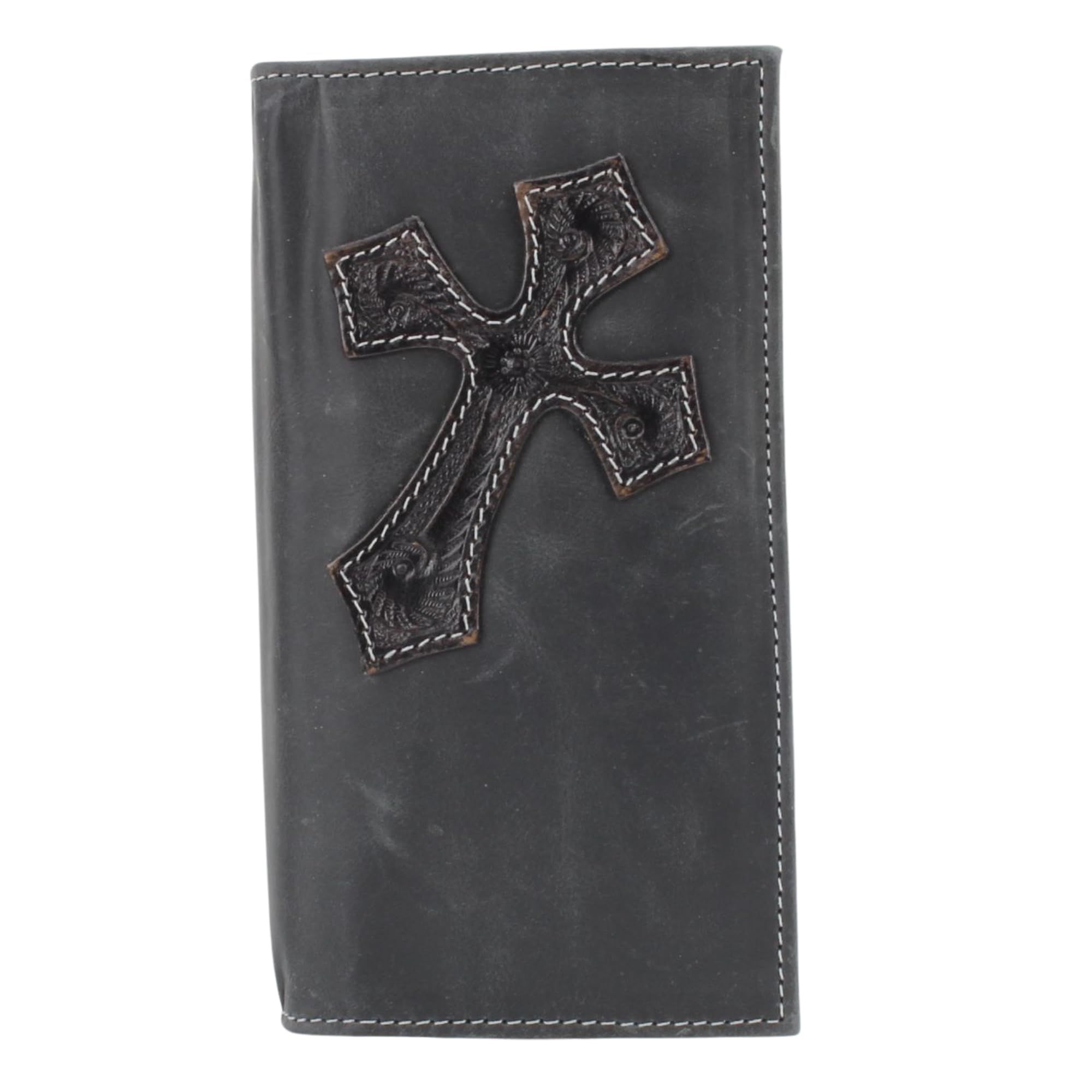 American Bison Oil Pull Up Leather Rodeo Wallet – Tooled Western Design, Durable & Stylish with RFID Protection (Black)