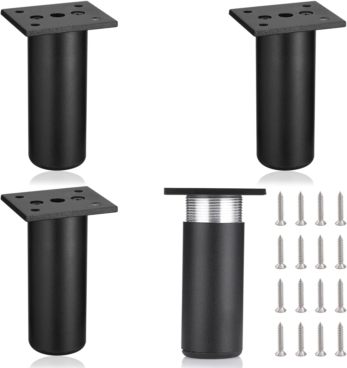 MixDora 4Pcs Adjustable Furniture Legs Black Metal Sofa feet Aluminum
