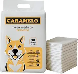 Tapete Higiênico Premium Cães Caramelo 80x60 30 unidades, Ultra Absorção Combate Mau Cheiro Ecológico - Caramelo