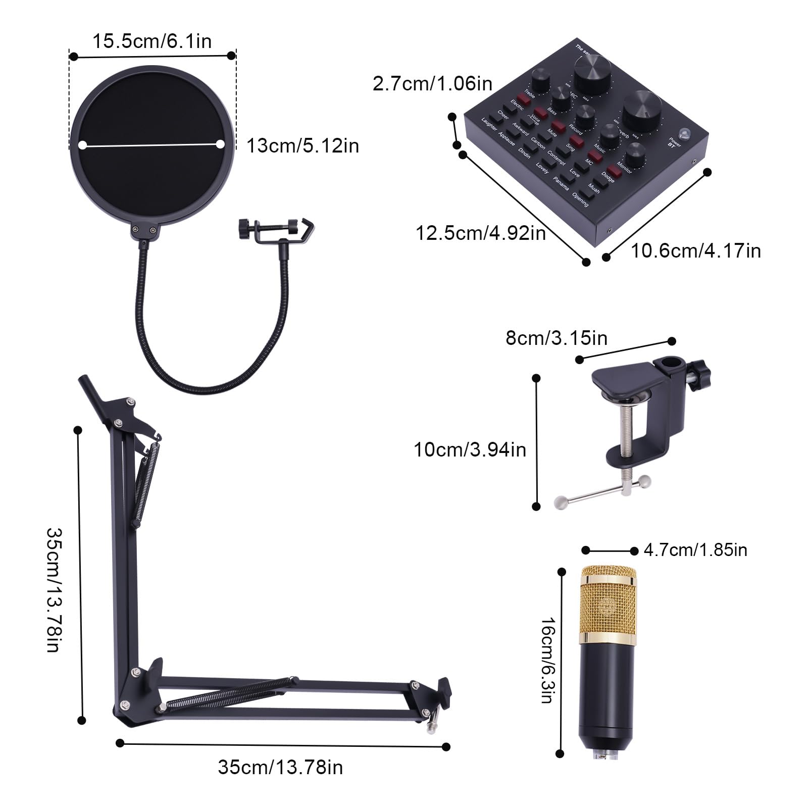 Podcast - Set di mixer audio con scheda audio live e microfono a condensatore, mixer audio per registrazione Live Streaming YouTube TikTok & Gaming compatibile con più sistemi e software