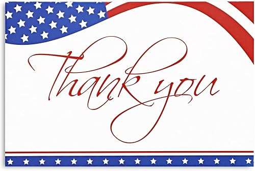 Miniatura 6 de Pipilo Press Paquete de 120 tarjetas de agradecimiento patrióticas a granel de 4 x 6 pulgadas con sobres para el día de los veteranos y el 4 de