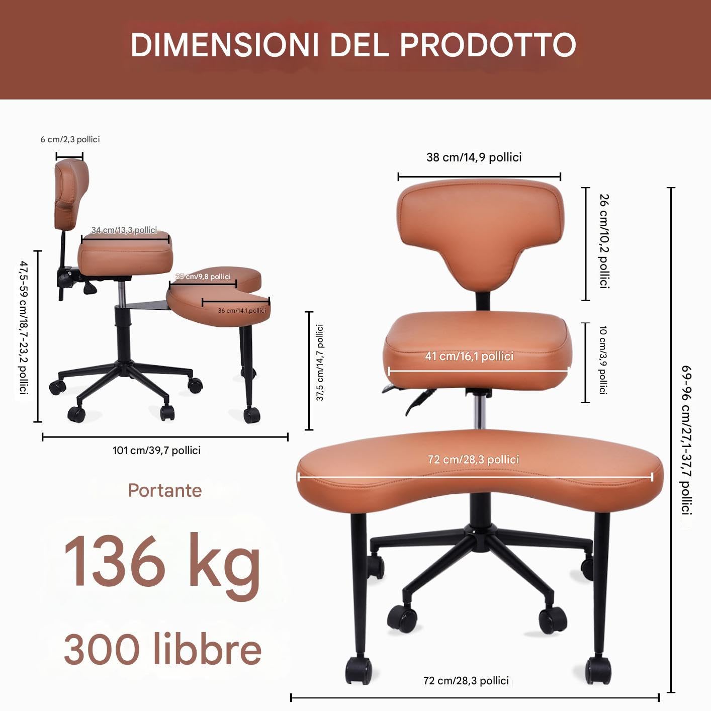 Meditation Chair Sedia di Meditazione con Supporto Alla Schiena Sedia Ergonomica a Gambe Incrociate con Ruote-Sede Regolabile in Altezza con Supporto Lombare per Adulti Agita e Yoga Contiene 136Kg