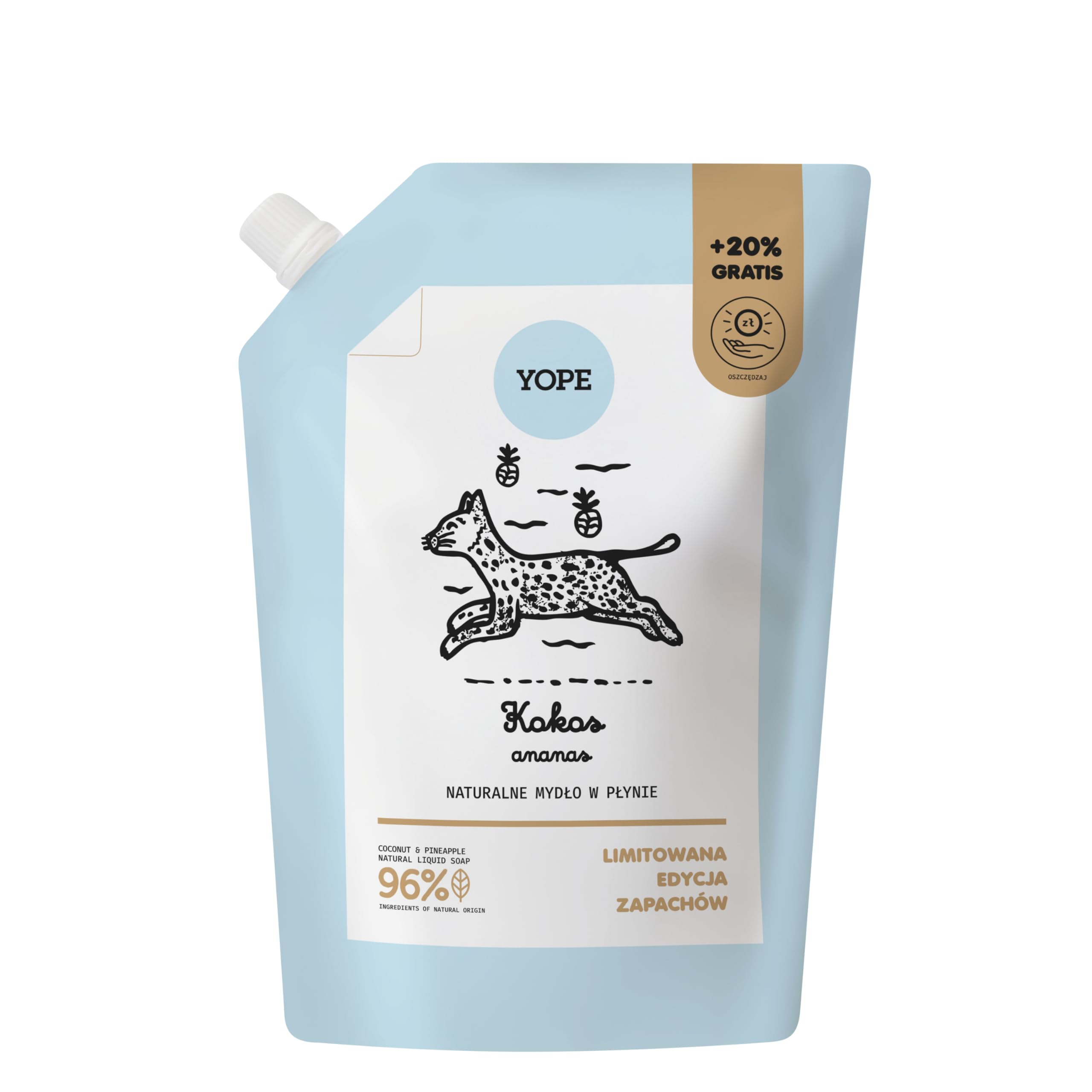 Yope Refill Hand Wash Soap Moisturizing Allantoin Scent Coconut & Pineapple 600 ml