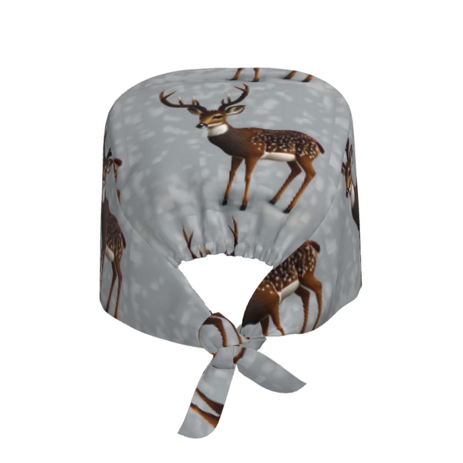 YYHHAOFA Breathable Work Hat Grey Plum Deer Printed for Chef, Nursing, Spa, Facial Care, Fitness