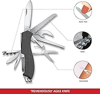 Vista 3 de Swiss Eagle Cuchillo de bolsillo Champ - Cuchillo de supervivencia multiherramienta con 9 funciones