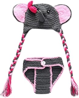 Zeroest Baby Photography Props Elephant Hat Shorts Boy Photo Shoot Outfits Girl Crochet Costume Knitted Clothes Hats Grey