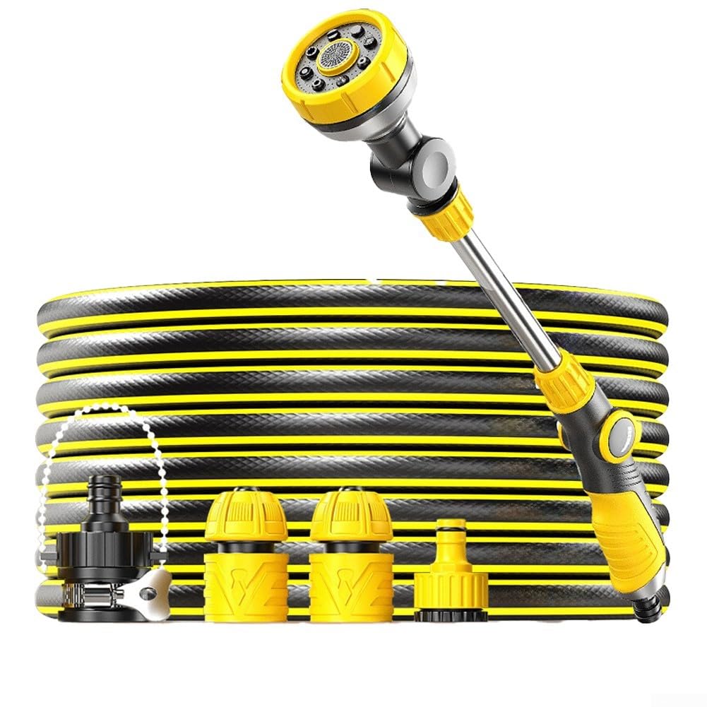 Ugello per tubo da giardino resistente, testa girevole a 180°, 10 modalità di spruzzo, controllo del pollice, struttura in lega di zinco, 45,7 cm, impugnatura ergonomica antiscivolo in TPR (B)