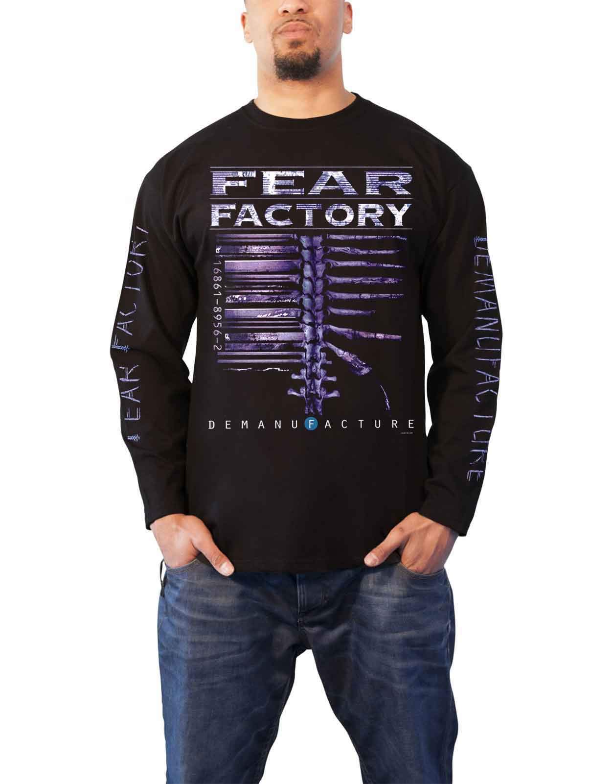 Fear Factory T Shirt Demanufacture Band Logo Official Mens Black Long Sleeve M