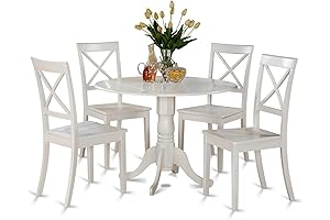 East West Furniture 5 Piece Kitchen Set - Round Table with 4 Solid Wood Chairs