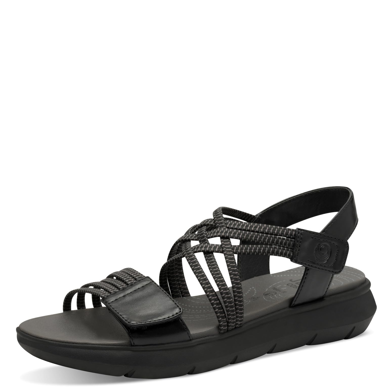 Jana Coshy Women’s Flat Sandals with Velcro Vegan, Black, 7,5 UK
