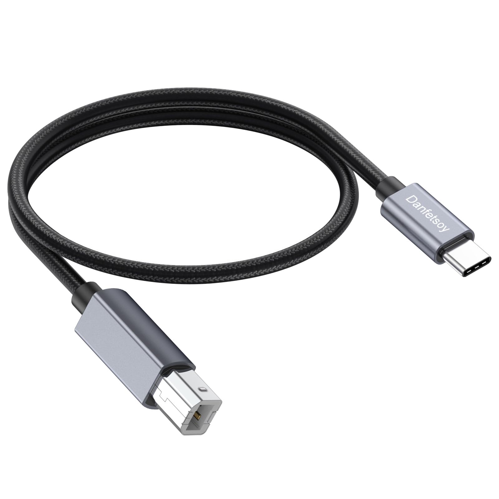Danfetsoy USB C to USB B Cable1.6ft, USB C Printer Cable Male to Male Suitable for Printer, Scanner, MIDI Keyboard, DJ Controller, etc (0.5m/1.5feet)