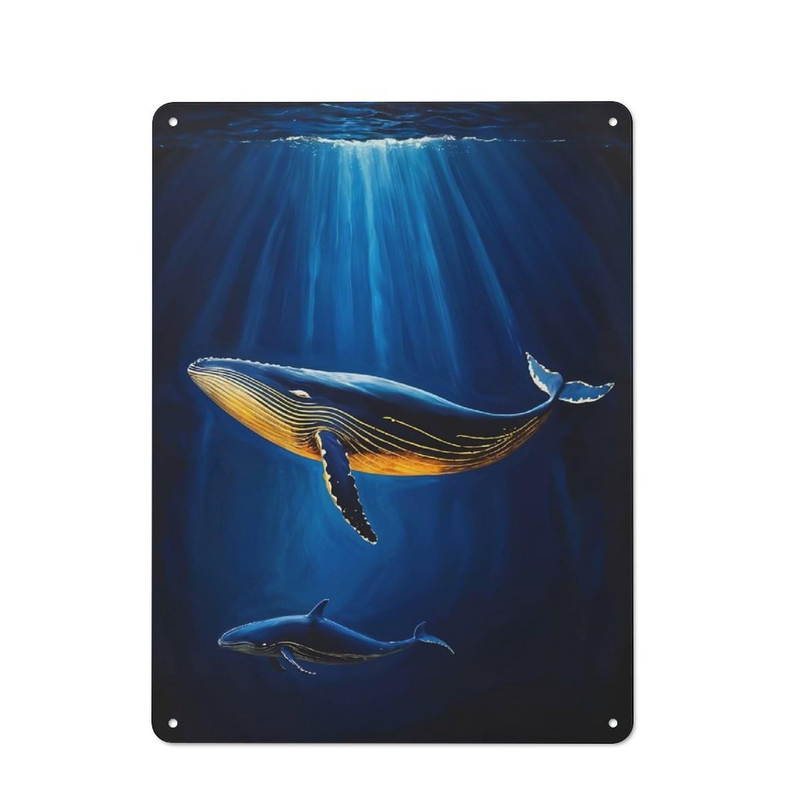 Junmoney Humpback Whale And Calf Painting Vintage Tin Sign 40X30cm Featuring For Bar Or Restaurant, A Decorative Christmas Gift For Bar Decor Enthusiasts
