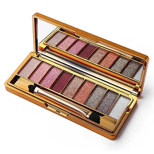 Highly Pigmented Glitter Eyeshadow Palette - Long-Lasting Diamond Bright Makeup Set (9 Color) (# 7)