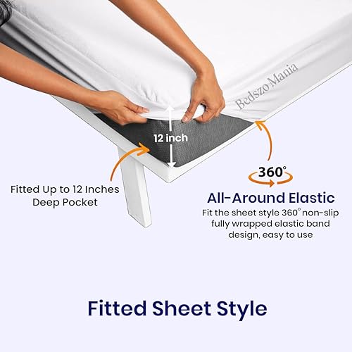 Miniatura 9 de Funda protectora de colchón XL V Berth, color blanco, se adapta a bolsillos de hasta 8 pulgadas de profundidad, 100% impermeable en XL V, estilo