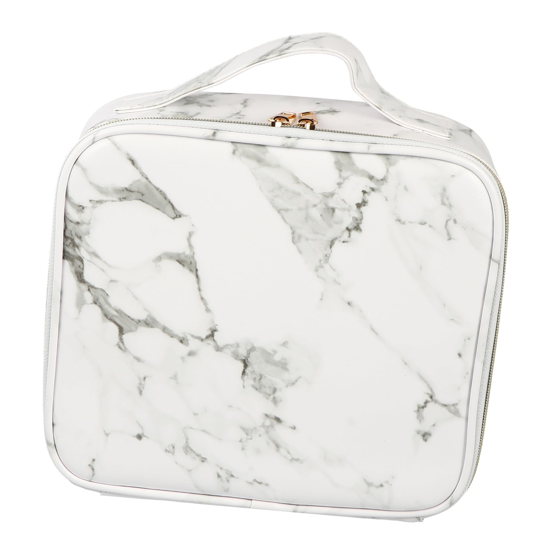 Mallette de Maquillage Marbrée, Organisateur Portable Compartiments, Poignée, Grosse Capacité pour Voyage et Rangement des Cosmétiques