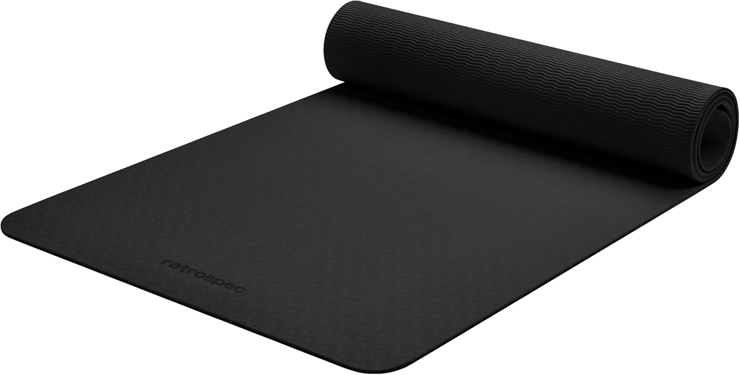 Retrospec Zuma Yoga Mat 6mm Thick Non-Slip TPE Exercise Mat | Cushioned Workout Mat for Yoga Pilates and Home Stretching | 72 x 24 with Carrying Strap