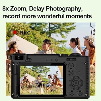 Andoer 1080P Kids Digital Camera with Tripod Mini Video Camera for Kids 12MP 2.4 Inch IPS Screen Built-in Battery with Neck Strap Mini Desktop Tripod Birthday for Boys Girls, Black