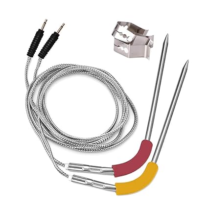 2pcs Meat Probe for Weber iGrill 2 Thermometer with 2 Probe Clip for Weber iGrill Mini &iGrill 3 &iGrill Pro Replacement Probe